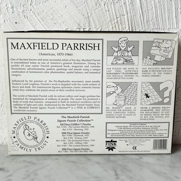 Vintage Maxfield Parrish 1922 Daybreak 1000 Piece Fink Jigsaw Puzzle - Complete - Picture 7 of 7